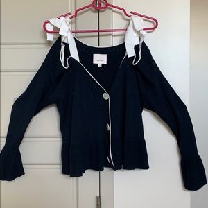 Cold-shoulder silk and cashmere-blend cardigan